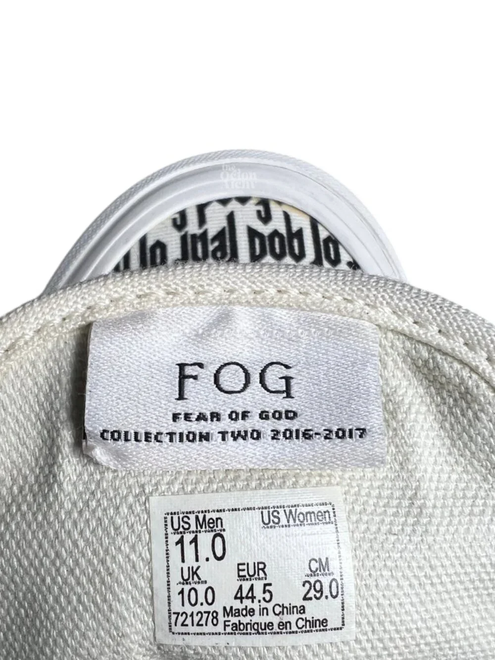 Size 11 Fear of God x Vans Era 95 Reissue 'Marshmallow' VN0A2XRYML6 Pre-Owned